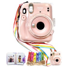 instax 拍立得 Mini 11 Instant Camera Blush Pink + Polar Case + Rainbow 木夾 + Hologram 1st Album, 單品, 1套