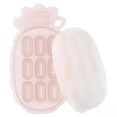 haakaa 矽膠鳳梨可記錄副食品分裝盒, 9個單獨的8ml小格, 粉膚色, 72ml, 1個