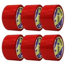 신흥테이프 칼라 박스테이프 빨강 50m, 6개