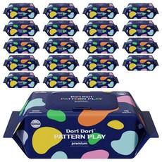 도리도리 패턴플레이 프리미엄 아기물티슈 캡형, 75g, 70매입, 20개