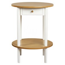 鄉村趣古木調圓形茶几邊桌 小巧造型 古樸把手 收納小物