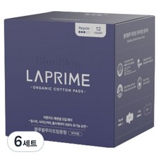 블루블루 프리미엄 생리대 라프림 날개형, 중형, 12개입, 6세트