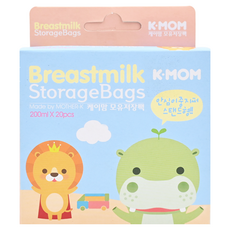 MOTHER-K 站立式母乳袋 可記錄日期及時間 清楚的刻度標示 可愛包裝設計 200ml 20入, 1盒