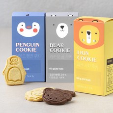 브로드카세 동물쿠키 3종 x 100g 세트 + 쇼핑백, 300g, 1개입, 1세트