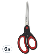 CutEdge 鋒銳 不沾膠萬用剪 7吋 辦公文具剪刀 不沾黏特殊鍍膜 人體工學握柄, 紅色, 6支