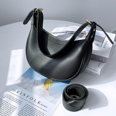 Lamooon Heracle 女款半月圓弧側揹包, 黑色