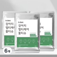 닥터블랭크 강아지 멀티케어 산책 물티슈 리필용, 6개, 100개입