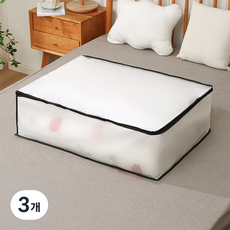 메이크마인 가정용 방진 방수 PVC 이불 수납 파우치 리빙 정리함, 블랙, 80 x 60 x 25 cm, 3개