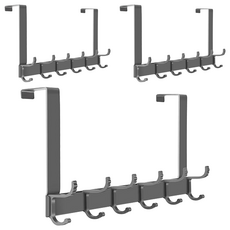 造型掛勾 加長款 6鉤 槍灰色 門後掛鉤 免釘, 3個