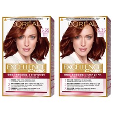 로레알파리 엑셀랑스 크림 빗캡으로 간편한 새치염색 염모제, 5.35호 초코브라운, 2개