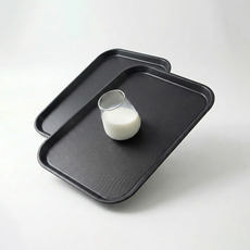 리빙메이트 논슬립 직사각 트레이 쟁반, 블랙, 2개