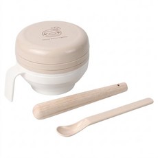 PUKU 藍色企鵝 幼兒離乳研磨器, 蓋子 + 圓孔研磨板 + 榨汁器 + 湯匙 + 鹽魔搗碗 + 過濾篩網 + 研磨木棒, 1組, 顏色隨機
