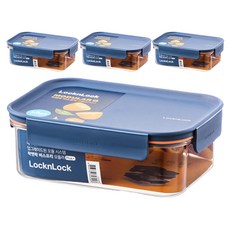 LocknLock 樂扣樂扣 Bisfree Modular Plus密封長方形保鮮盒 海軍藍, 4個, 910ml