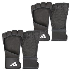 adidas 愛迪達 露背訓練健身手套 雙手穿戴, 2套, 黑色