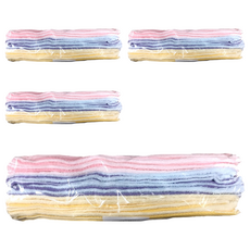 DASING 達興 雅緻條紋毛巾 N2602 34 x 78cm, 粉紅色 + 藍色 + 淡黃色, 12條