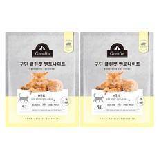 구딘 응고형 클린캣 벤토나이트 고양이 모래, 5L, 2개, 레몬향