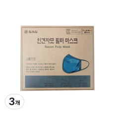 들꽃잠 인견자모 필터 입체마스크 아쿠아블루, 1개입, 3개