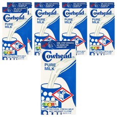 Cowhead 田園 全脂保久乳1000ml*6入組 (全脂牛奶/保久乳/早餐), 1L, 6瓶