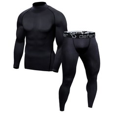 Defender 男士運動打底長袖龜甲 9 褲上下套裝