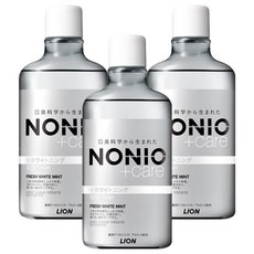 LION 獅王 NONIO 終結口氣漱口水 晶燦亮白 葡萄柚荔枝薄荷香氣 口腔清潔, 600ml, 3瓶