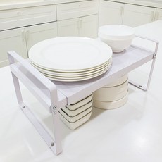 MONGMUNG 可調節長度廚房層架 碗盤整理架 低款 12 x 18 cm, 1個, 白色