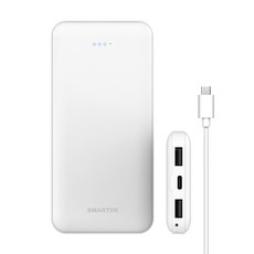 스마텍 슬림 보조배터리 10000mAh + 케이블 세트, 화이트, STPB-CPB1(PB10)