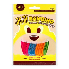 JJ BAMBINO 兒童專用牙線棒 黃色長頸鹿, 1個, 40支, 不適用