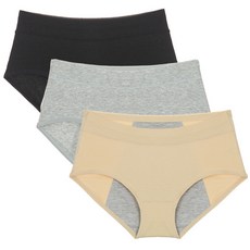 MALAMUTE 中腰純棉生理褲 3件組, 米色, 灰色, 黑色