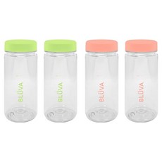 BLUVA Tritan 粉彩刻度水瓶 2款 x 2入, 綠色 + 粉紅色, 1套, 350ml