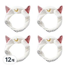 블럭마트 고양이 귀 세안밴드, 화이트, 12개