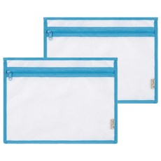 Bagtory HK 百寶袋王 高清拉鍊文件書袋 F4 2個, 淺藍色, 1組