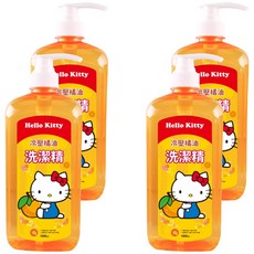 AKIRA 御衣坊 HELLO KITTY 橘油濃縮洗潔精, 添加冷壓橘油, 泡沫細緻易沖洗, 中性溫和配方, 1L, 4瓶