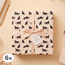 좋은기븐 종이롤 포장지 모노고양이, 살구, 6개