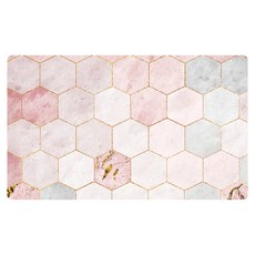 PVC防油防水皮革地墊 短款 PU皮革 PVC皮革材質 厚度約5MM, 六邊大理石紋少女粉, 1個