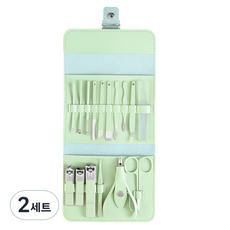CALLIOPE 皮革收納盒 腳指甲 指甲剪 16件組, 2套, 薄荷綠