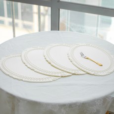 Syracuse CHINA Laurel 矽膠墊 4入, 月桂象牙白, 寬 44cm x 長 30cm x 厚 4mm