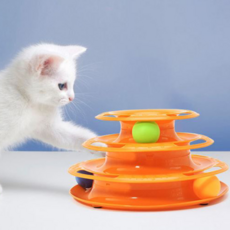 3層軌道球貓咪玩具, 混色, 1個