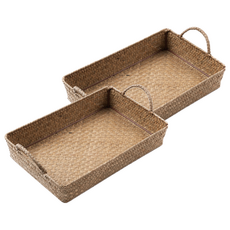 메이퀸 내일의공간 손잡이 라탄바구니 대형 33 x 23 x 6 cm, 네츄럴, 2개