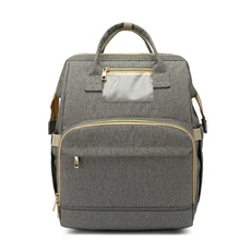 vanibaby多功能嬰兒小床媽媽包，灰色，內置嬰兒床，多隔層收納，輕量舒適，時尚媽媽必備, 80cm