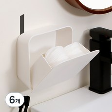 Iwooa Clean-up 黏貼式棉花棒化妝棉盒, 白色, 6個