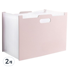 大容量13格A4文件風琴夾, 2個, 甜美粉