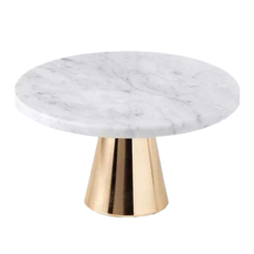 好物良品 高腳蛋糕盤飾品托盤 無玻璃罩款, 1個, 大理石金屬