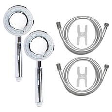 HOMEDAUM 3段式按摩蓮蓬頭+PVC沐浴軟管 2m組, 2組, 銀色