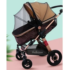 Belecoo 通用全罩式嬰兒車蚊帳 加大加密 + 支架 + 雙向拉鍊, 1組, 黑色