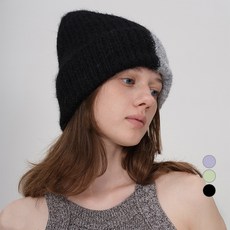 페이퍼먼츠 양털 투톤 컬링 니트 비니 12490