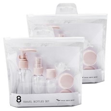 B0760 Komery 旅行用分裝瓶8件組, 粉紅色, 2套