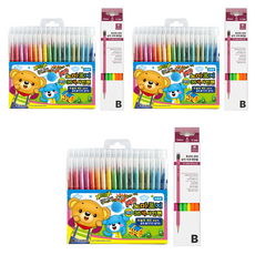 地球化學 不易乾簽字筆 36色 + Tucobi Coma 三角橡皮擦鉛筆 TC-208 B 6種 x 2p 套組, 混合顏色, 3套