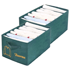 Boerma 手提衣褲收納盒 7格厚衣收納, 墨綠, 2個, 30 x 42 x 22cm