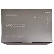HAOFA 氣密型N95立體醫療口罩 L, 霧黑色, 30片, 1盒