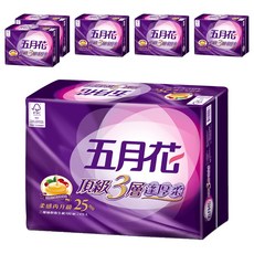 五月花 頂級蓬厚柔抽取衛生紙 3層 玫瑰果油, 24包, 6袋